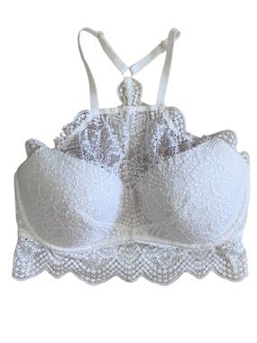 Victorias Secret PINK Lace Padded Push Up Halter Bralette Bra Size Small